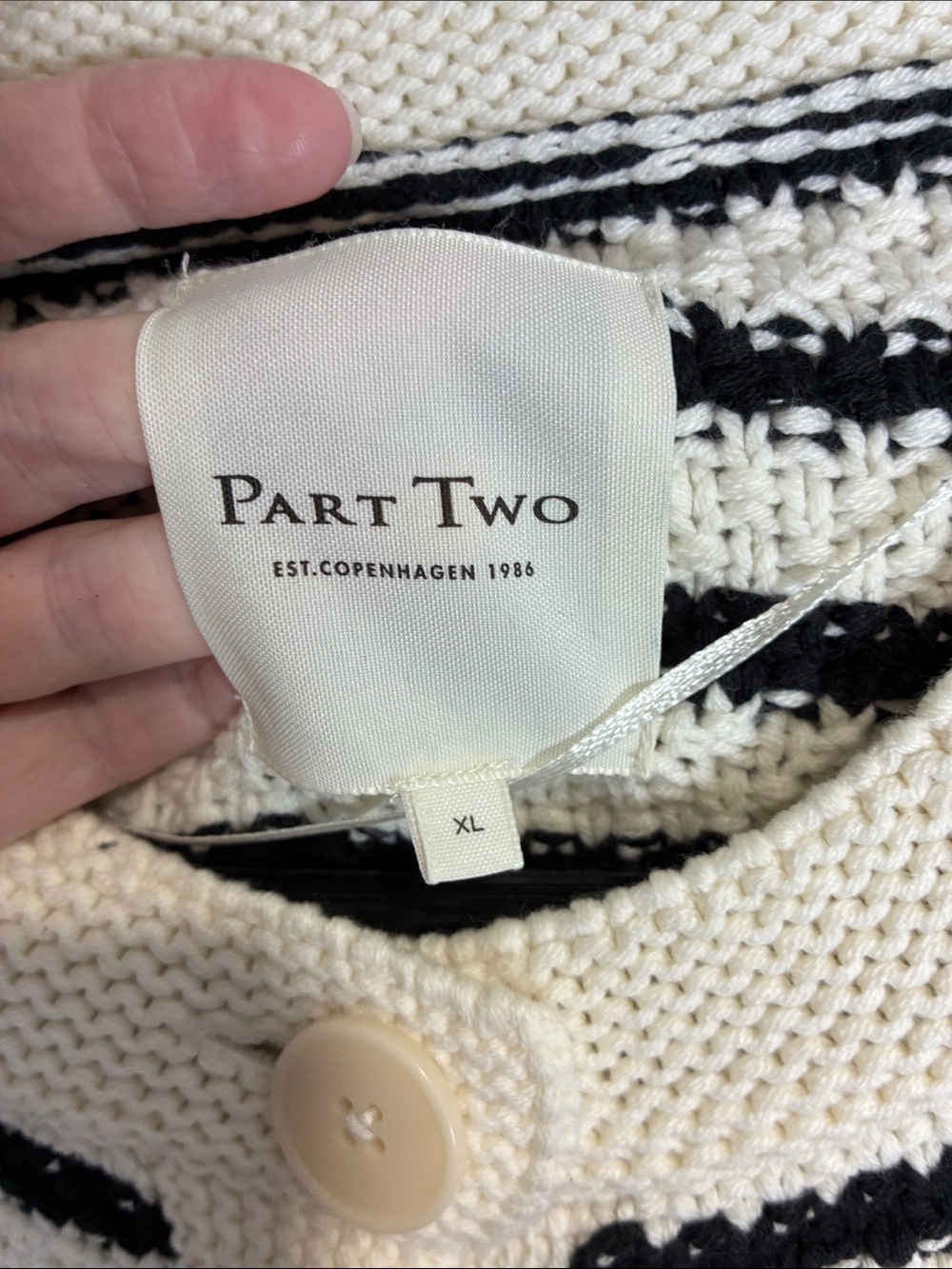 Part Two Copenhagen Striped Cotton Knit Cardigan Sweater XL - Picture 3 of 8
